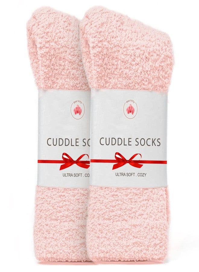 Dear Kitty Fuzzy Socks for Women & Men - Cozy Cloud Socks for Sleeping, Gifts, Spa, Travel, Stress Relief, Postpartum, Lounge Wear - Pink (Pack of 2) - Image 1